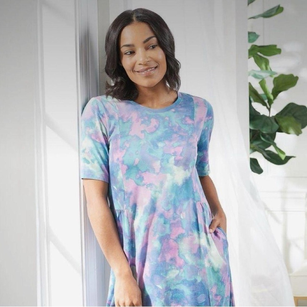 LOGO by Lori Goldstein Tie Dye Dress with Pockets MP